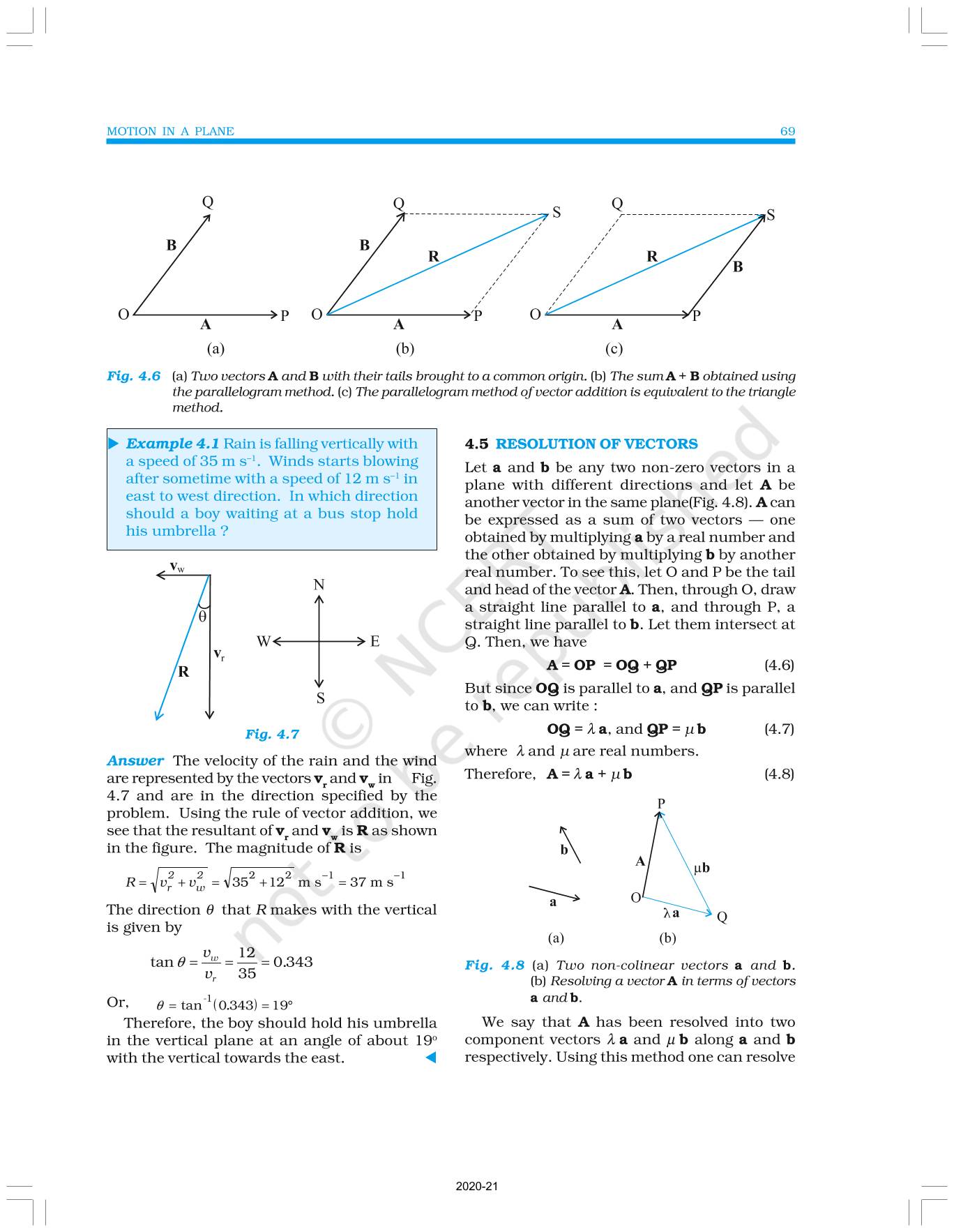 Motion In A Plane - NCERT Book Of Class 11 Physics Part I